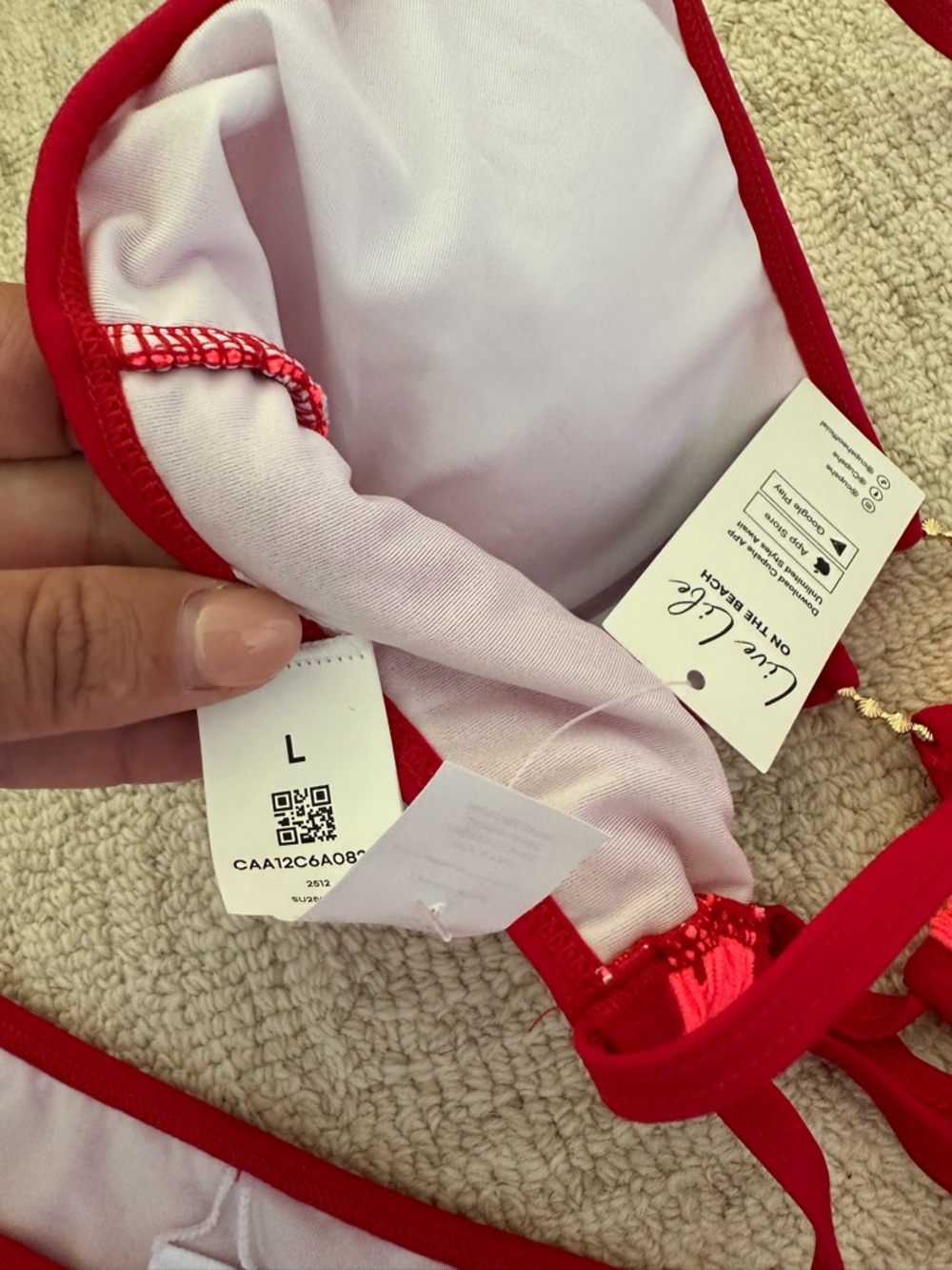 CUPSHE Overexposed Coral Bikini Set sz M/L NWT - Picture 8 of 8